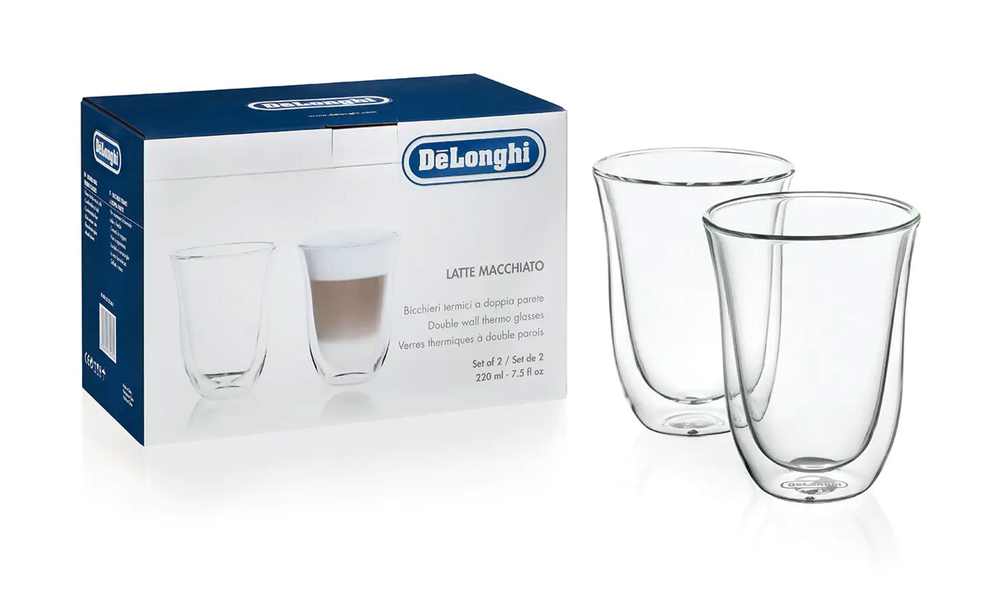 Tasses latte macchiato en verres Delonghi