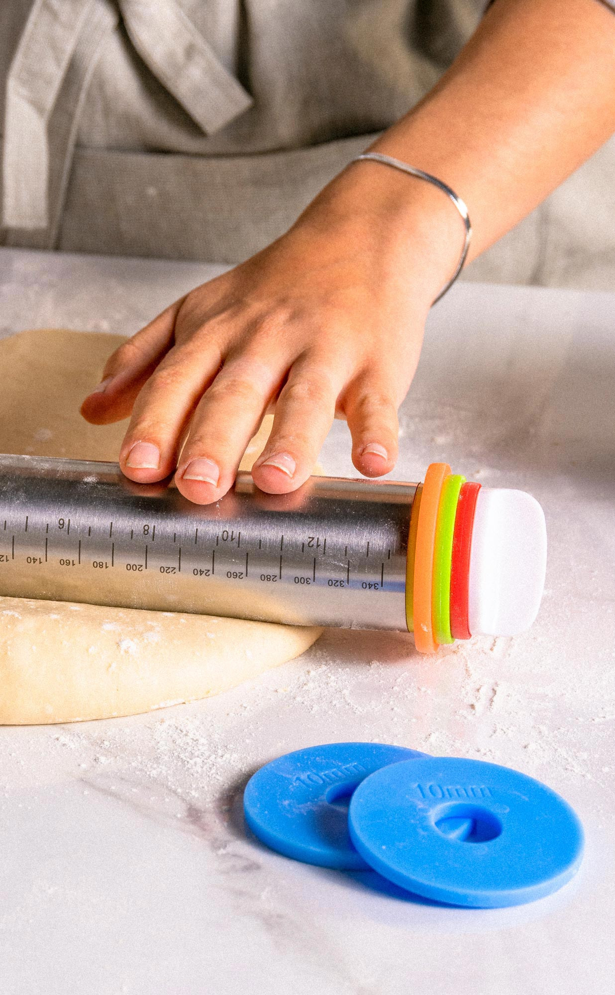 Rouleau à pâtisserie réglable en inox – Rouleau à pâtisserie sans poignée