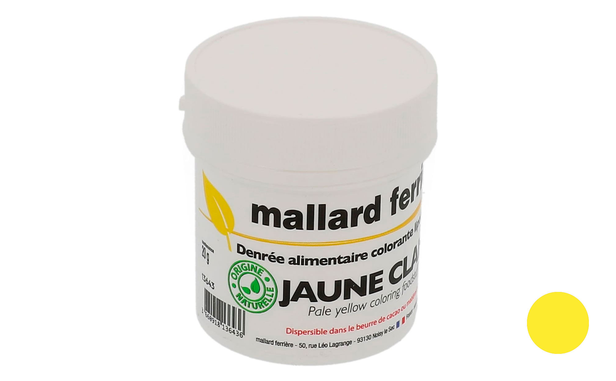 Colorant alimentaire naturel jaune clair en poudre lipodispersible