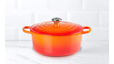 24 cm round cherry cast iron casserole