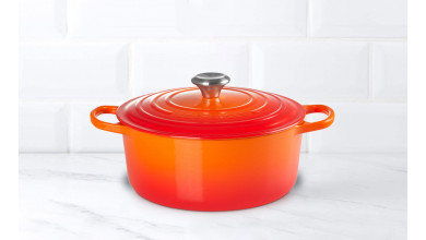 24 cm round cherry cast iron casserole