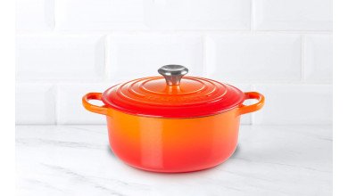 24 cm round cherry cast iron casserole