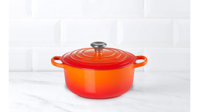 24 cm round cherry cast iron casserole