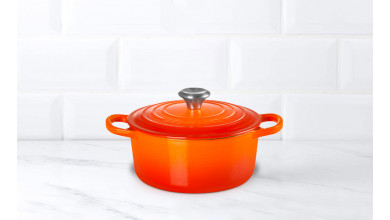 24 cm round cherry cast iron casserole