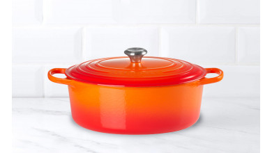 24 cm round cherry cast iron casserole